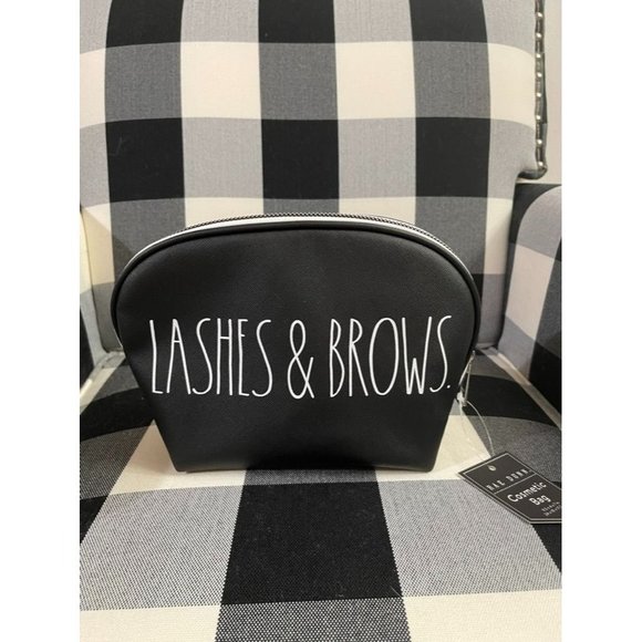 NWT Rae Dunn Lashes & Brown Cosmetic Bag - Picture 1 of 4